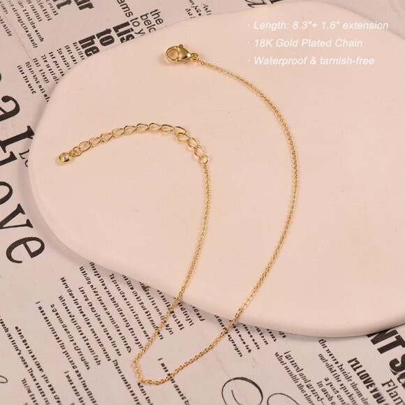 MOLEVY Ankle Bracelets for Women 14K Gold Plated Anklet Silver Anklets Waterproo - Picture 6 of 8